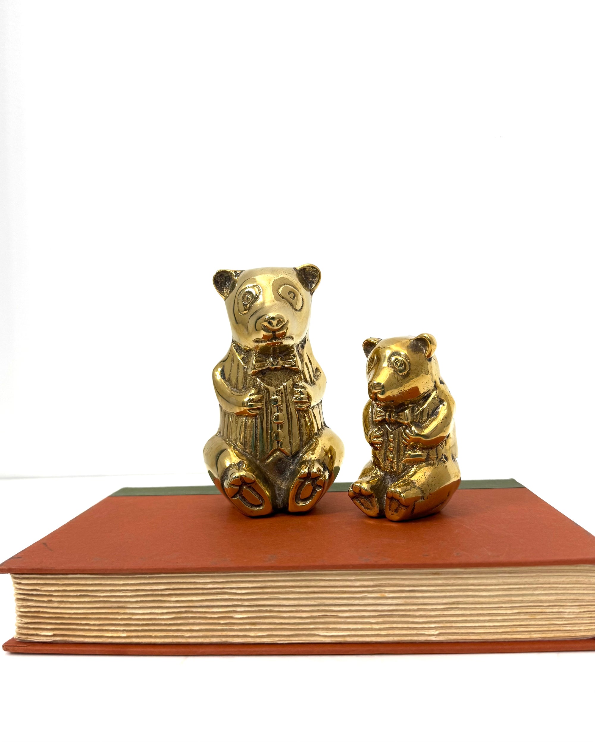 Vintage Brass Bear Figurines | Dapper Bowtie Duo