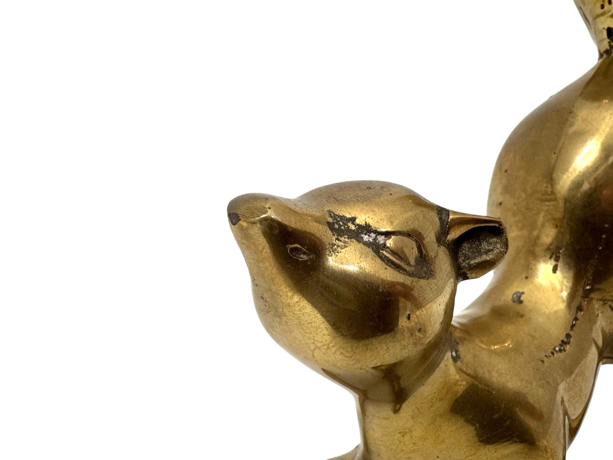 Vintage Brass Squirrel Figurines – Playful Mid-Century Pair with High Curved Tails
