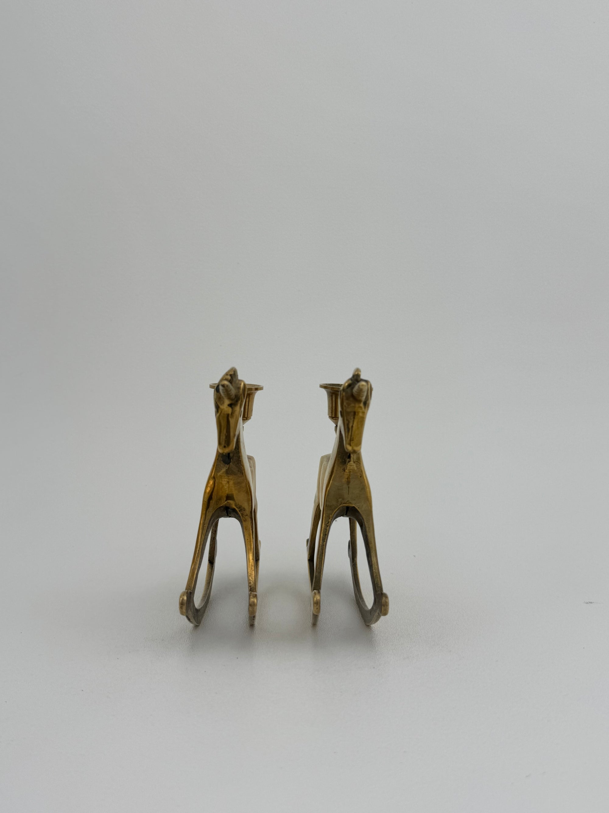 Vintage Brass Unicorn Candleholders-A Pair