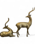 Vintage Mid-Century Brass Antelope Sculptures – Pair