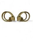 Vintage Brass Rams with Curled Horns-A Pair