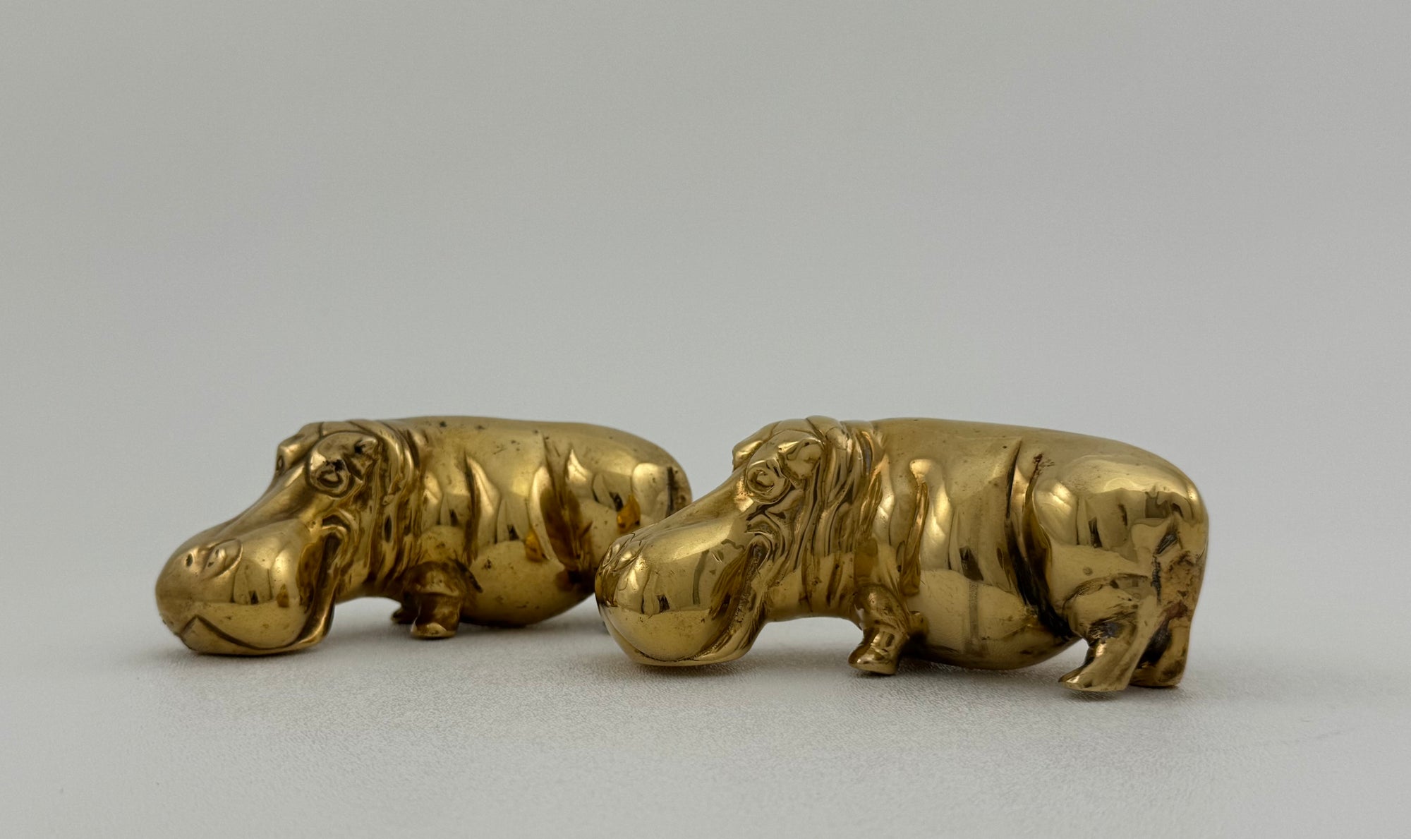 Vintage Brass “House Hippos” – Pair of Brass Figurines