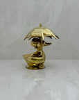 Vintage Brass Duck Under Umbrella