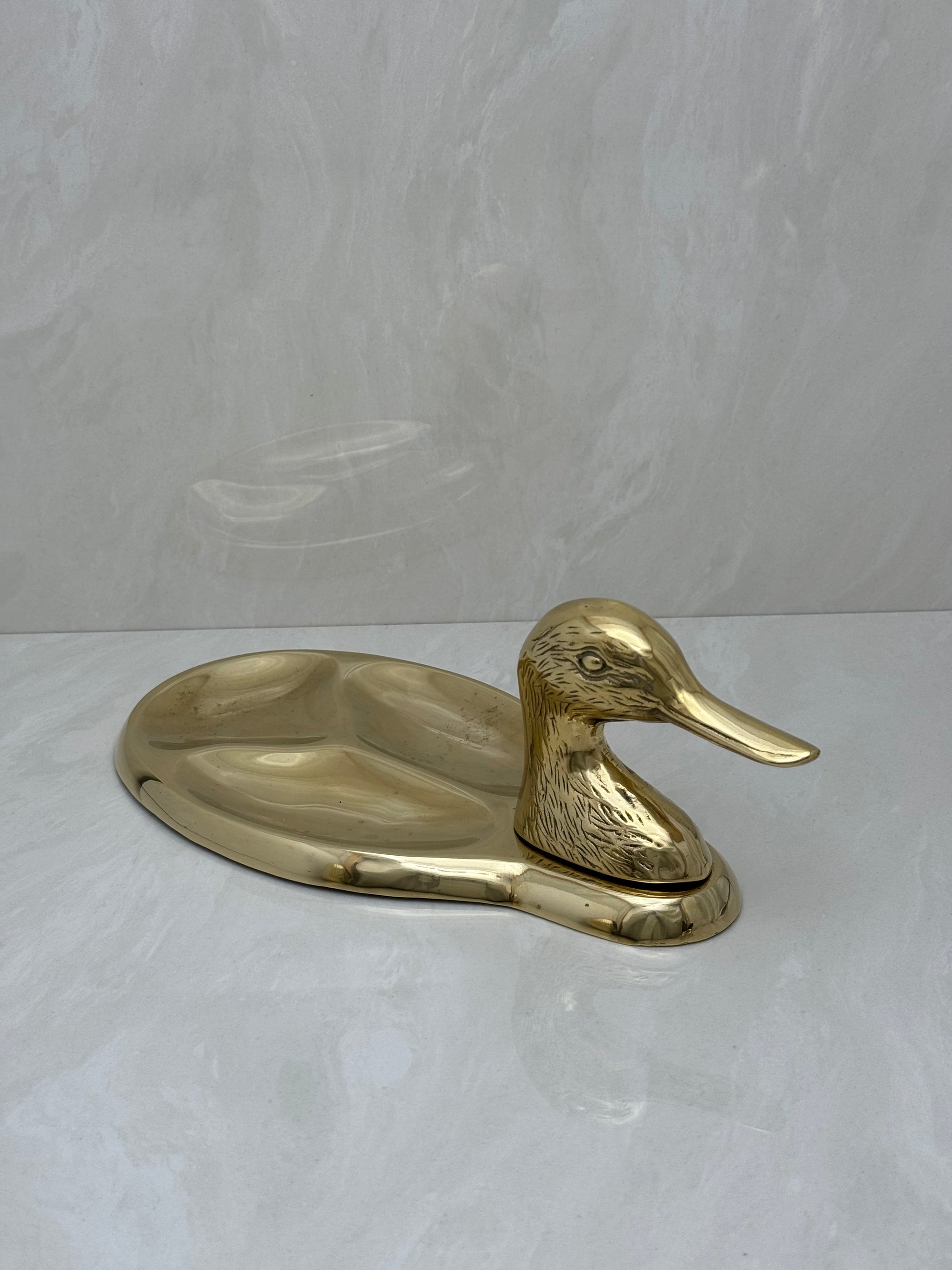 Vintage Brass Duck Dresser Tray