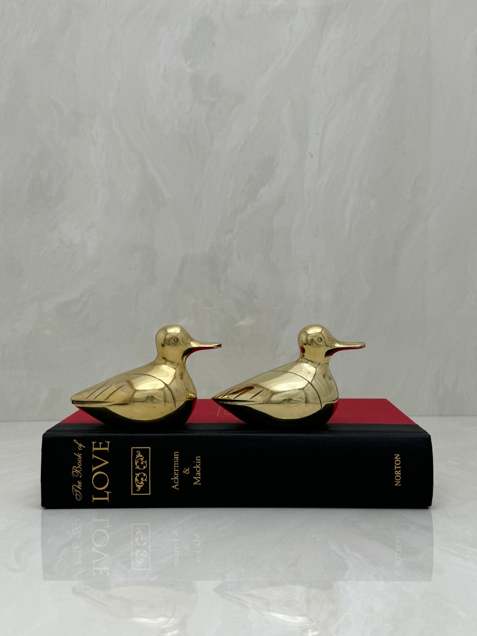 Small Vintage Brass Ducks-A Pair