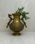 Vintage Brass Vase With Dragon Handles