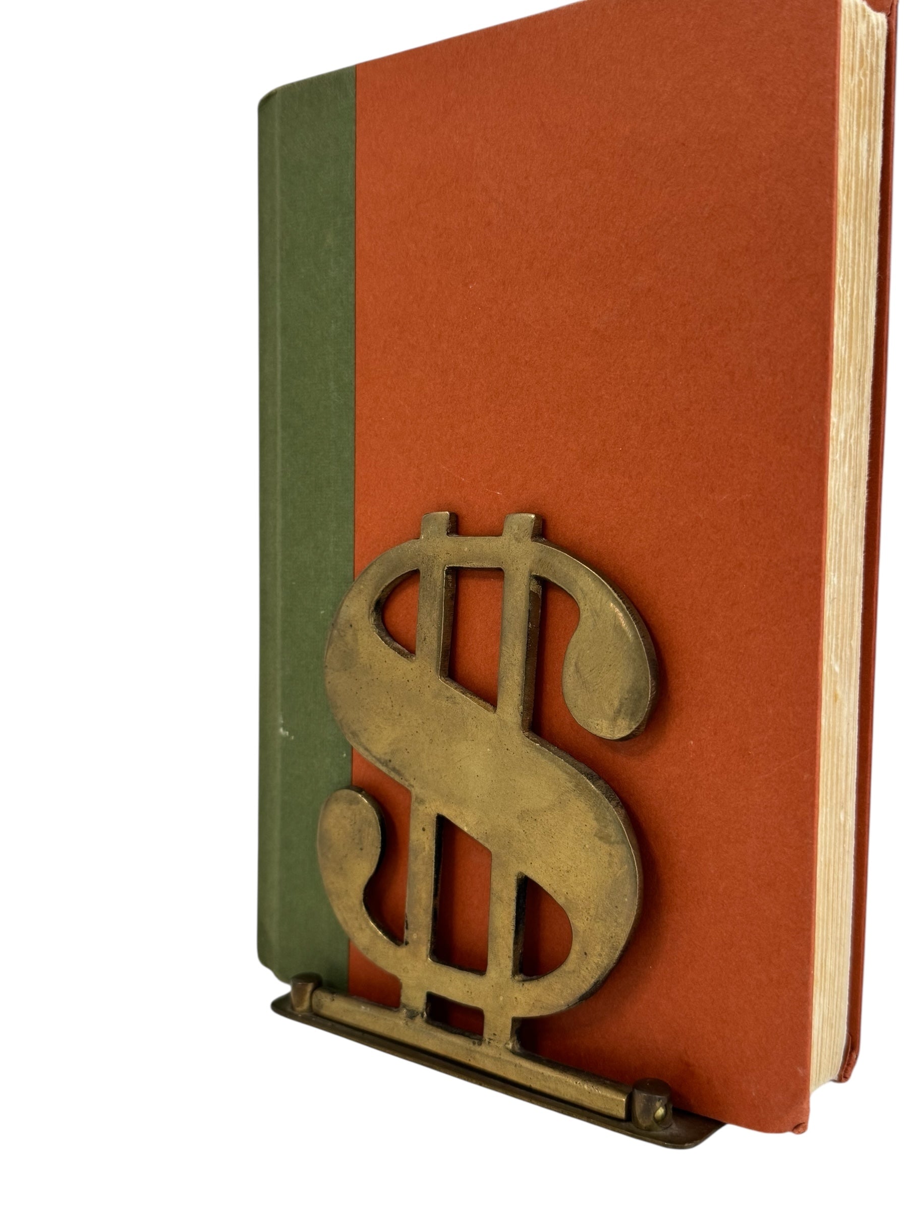 Vintage Brass Dollar Sign Folding Bookends