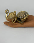 Pair of Vintage Brass Swan Candlestick Holders- Mid-Century Taper Candle Holders