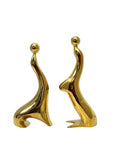 Vintage Brass Sea Lions | Abstract Mid-Century Modern Sculptural Pair