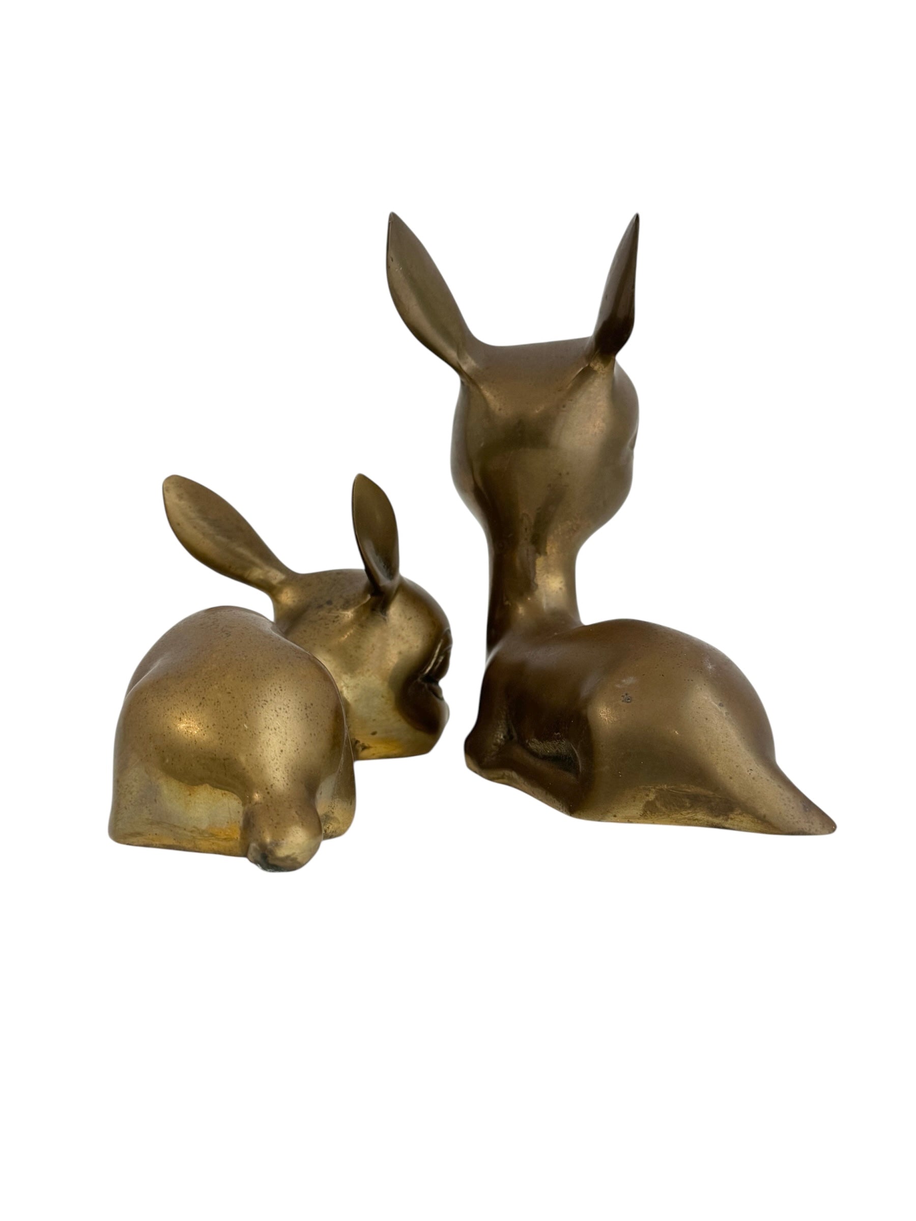 Vintage Brass Resting Deer Pair