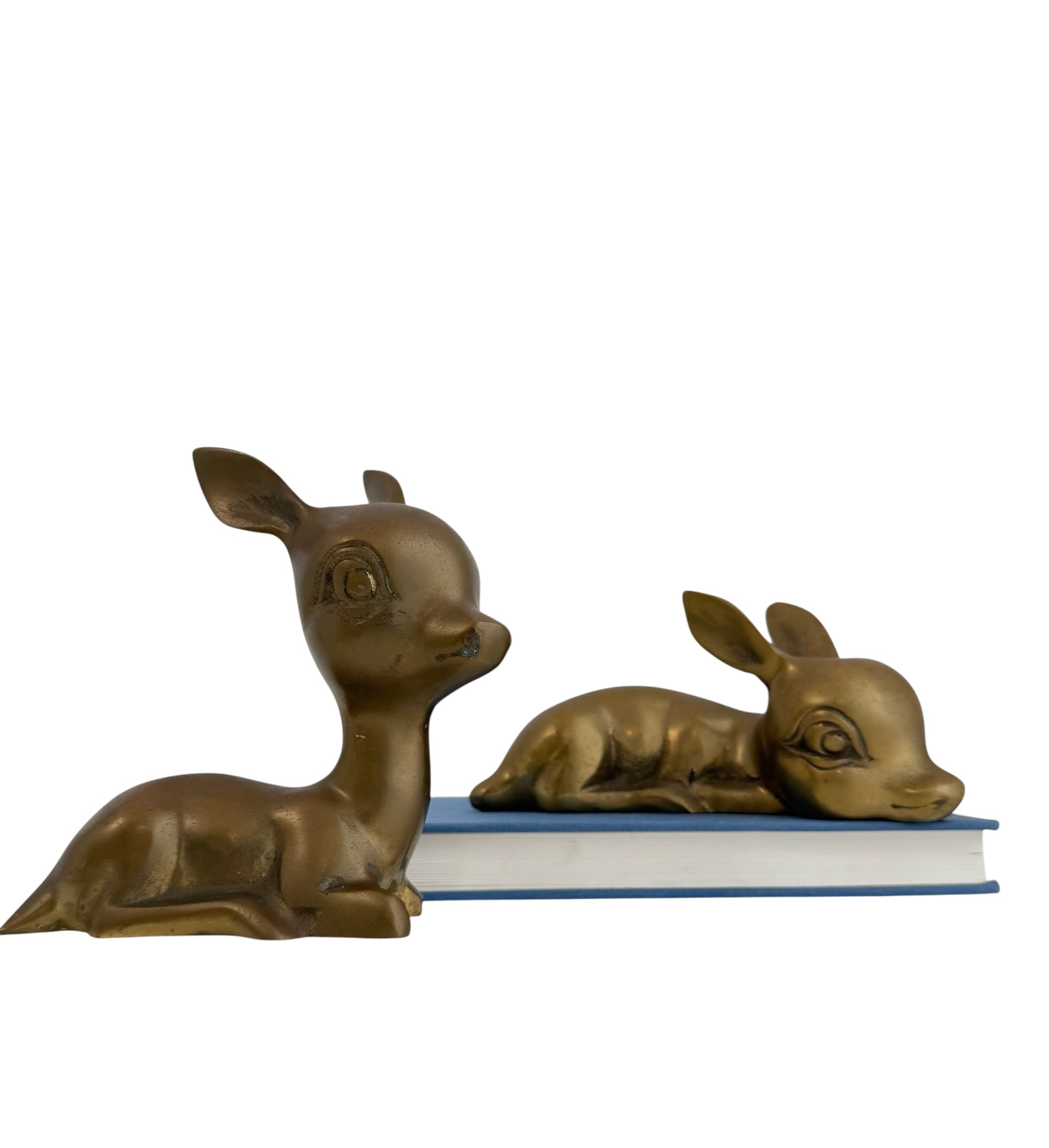 Vintage Brass Resting Deer Pair
