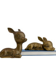 Vintage Brass Resting Deer Pair