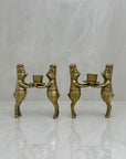 Vintage Bronze Pig Chef Candleholders-A Pair