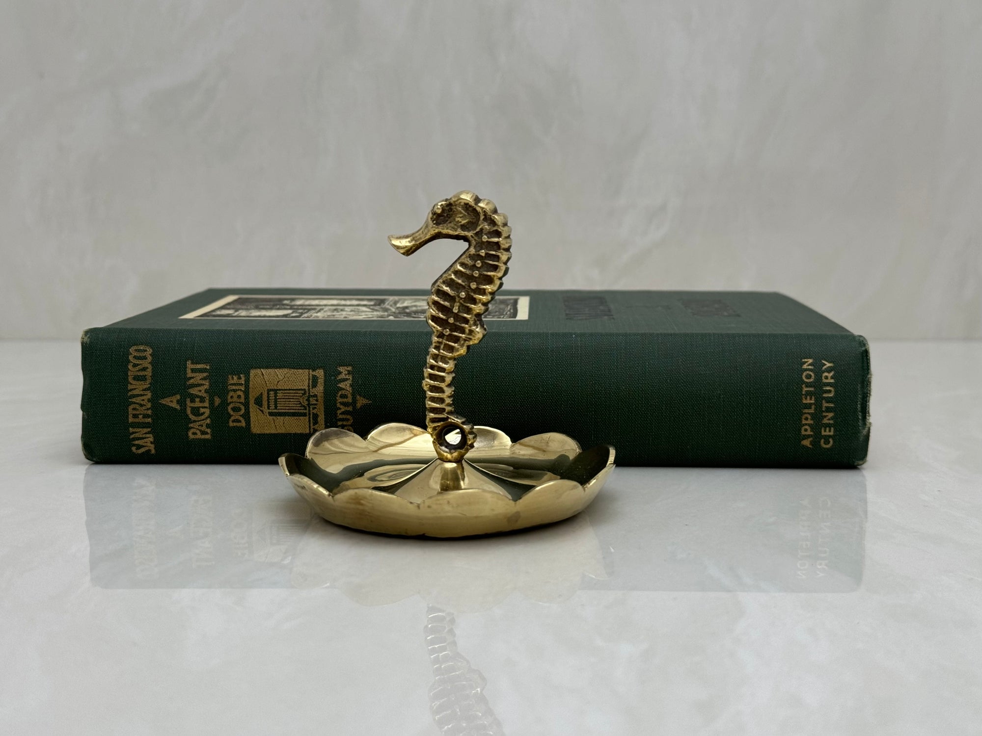 Vintage Brass Seahorse Ring Dish
