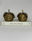 Pair of Vintage Brass Anthropomorphic Apple Sculptures