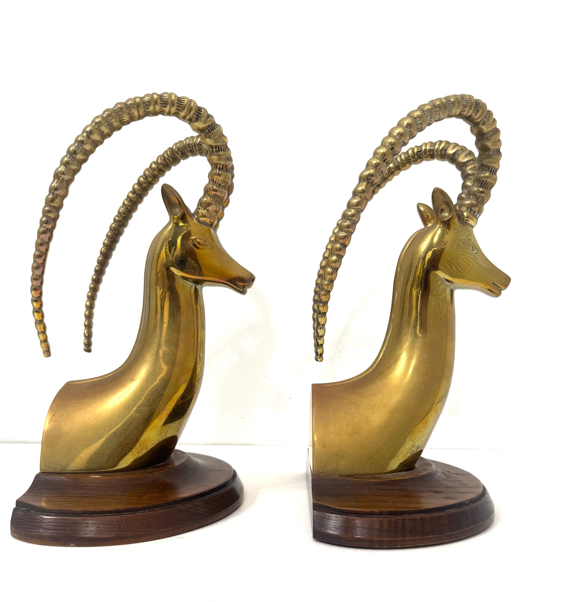 Vintage Sarréid Ltd. Brass Ibex Sculptures — Made in Spain, Mid-Century Modern Elegance