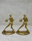 Vintage Brass Basketball Bookends Larry Bird-A Pair