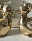 Vintage Brass Mother Goose and Papa Goose