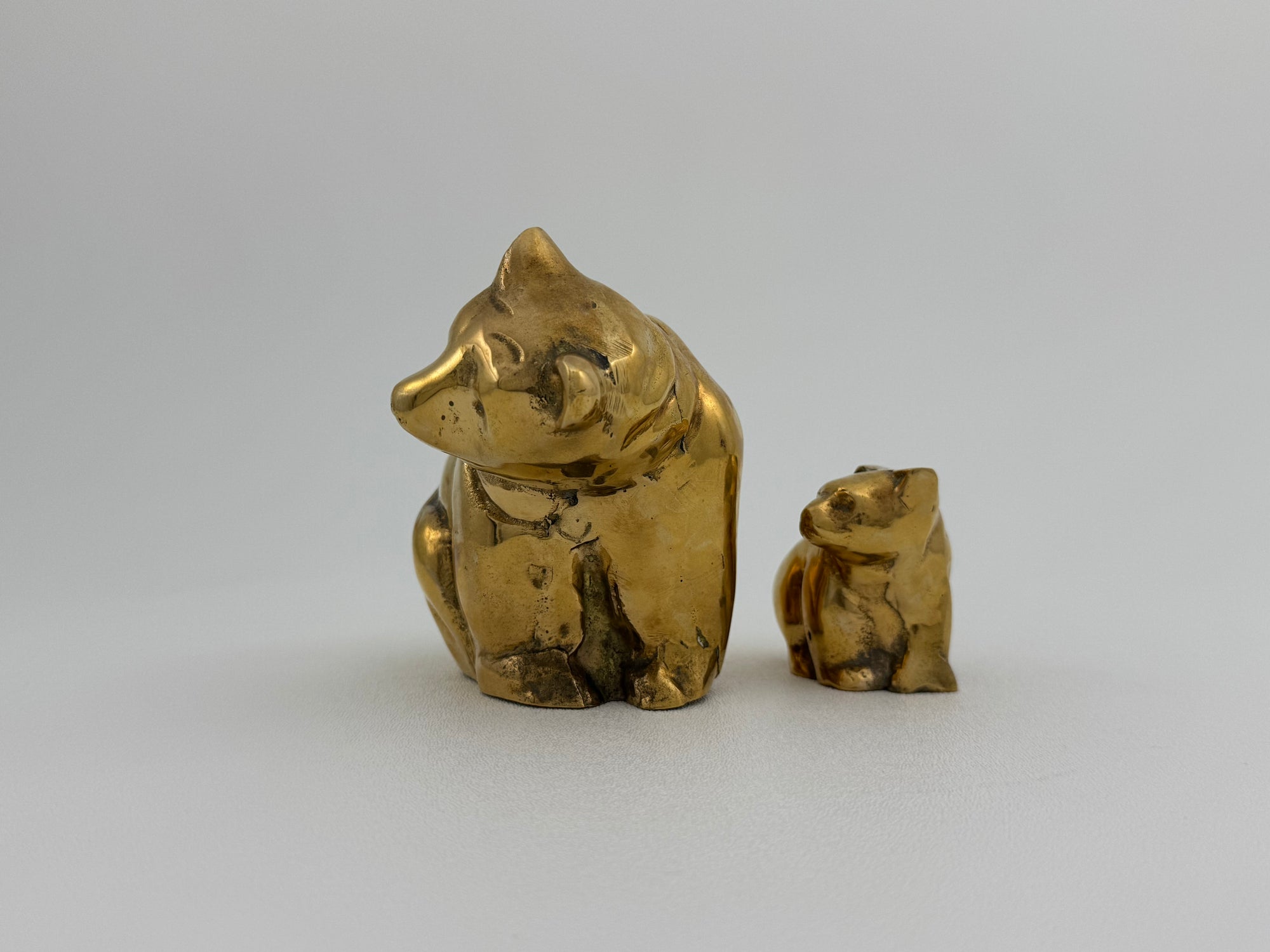 Vintage Brass Mama Bear with Cub- Two Piece Set