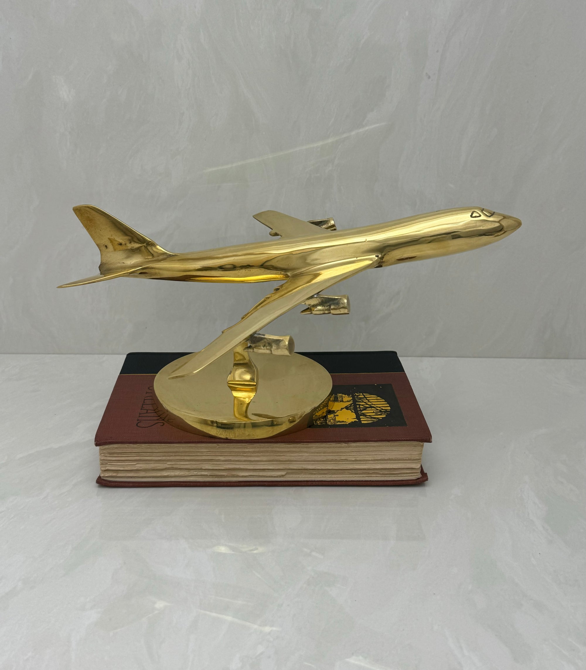 Vintage Brass Airplane on Stand