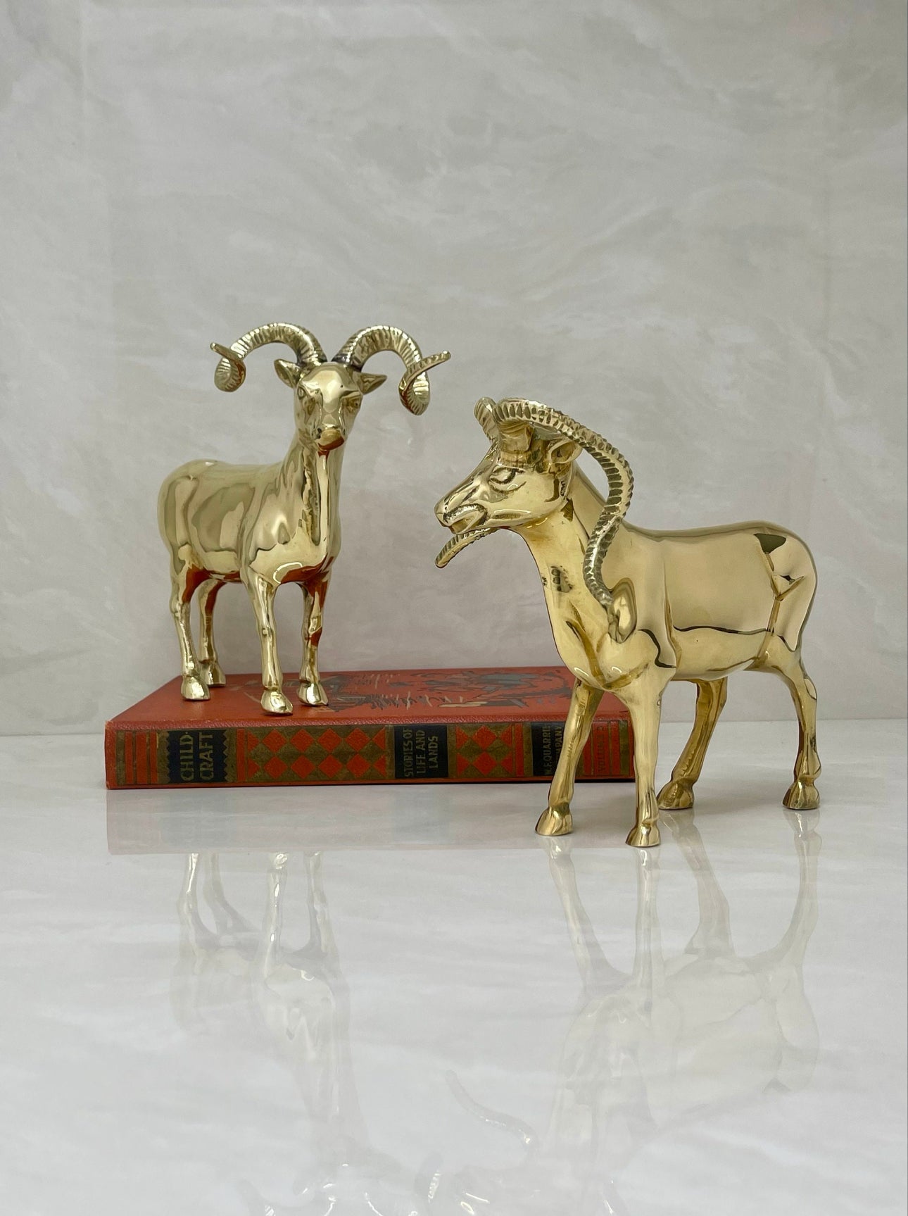 Cute Vintage Brass Antelopes-A Pair