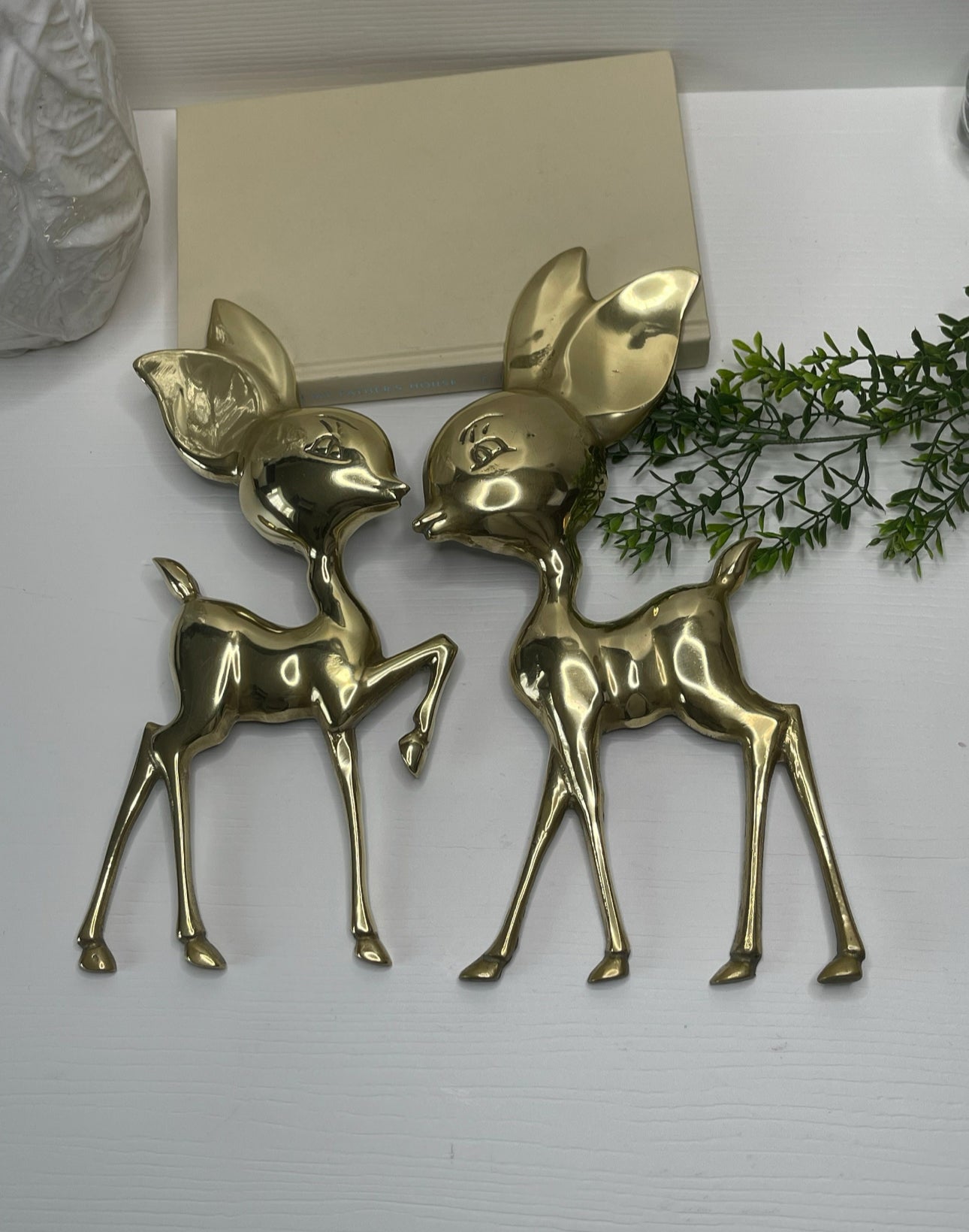 Vintage Brass Deer Wall Decor- A Pair