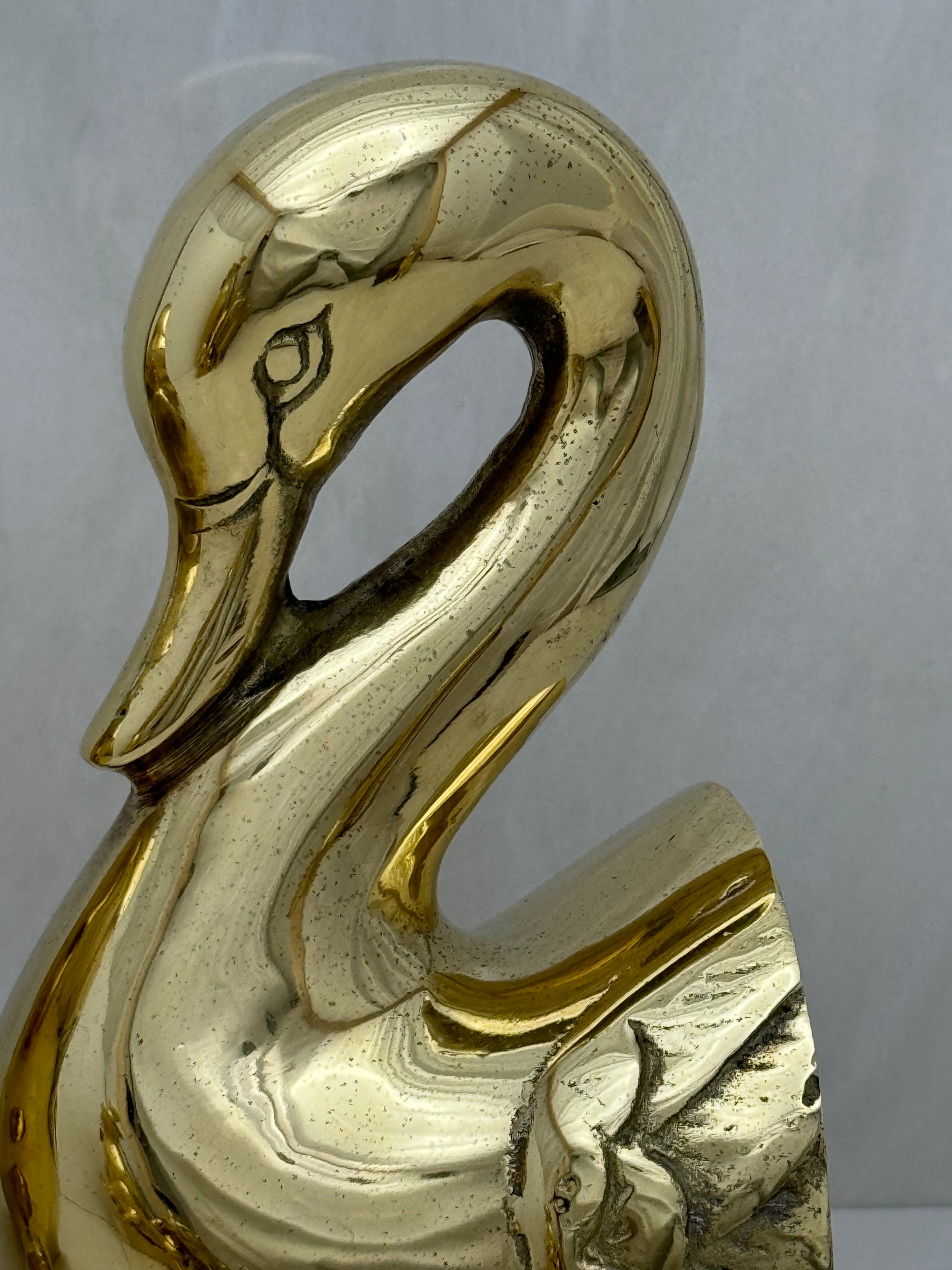 Vintage Brass Swan Bookends- A Pair