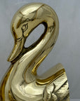 Vintage Brass Swan Bookends- A Pair