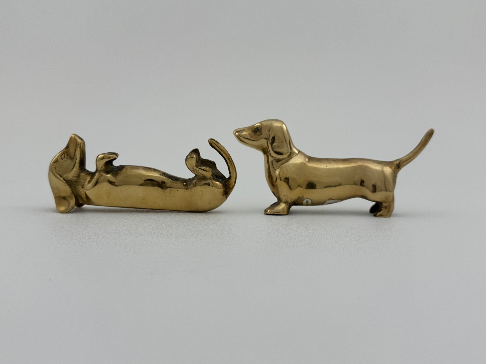 Vintage Brass Dachshund Dogs Affirmation/Note Holder-A Pair
