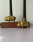 Vintage Brass Pig Candlestick Holders-A Pair by Fritz Brass