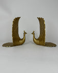 Vintage Brass Peacock Bookends – Regal Fan Tail Pair