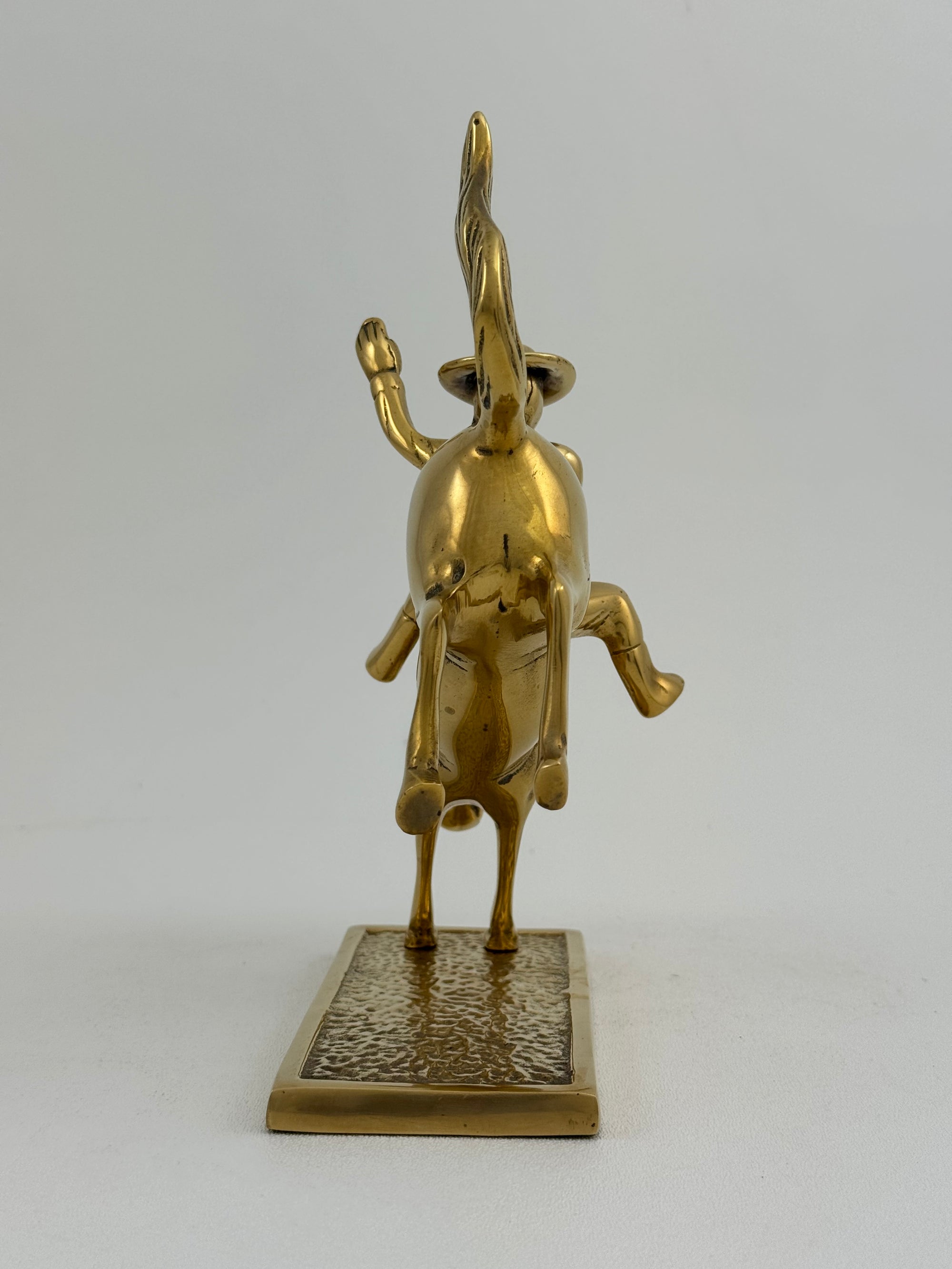 Vintage Brass Cowboy on Bucking Horse Sculpture – Rare Western Rodeo Figurine