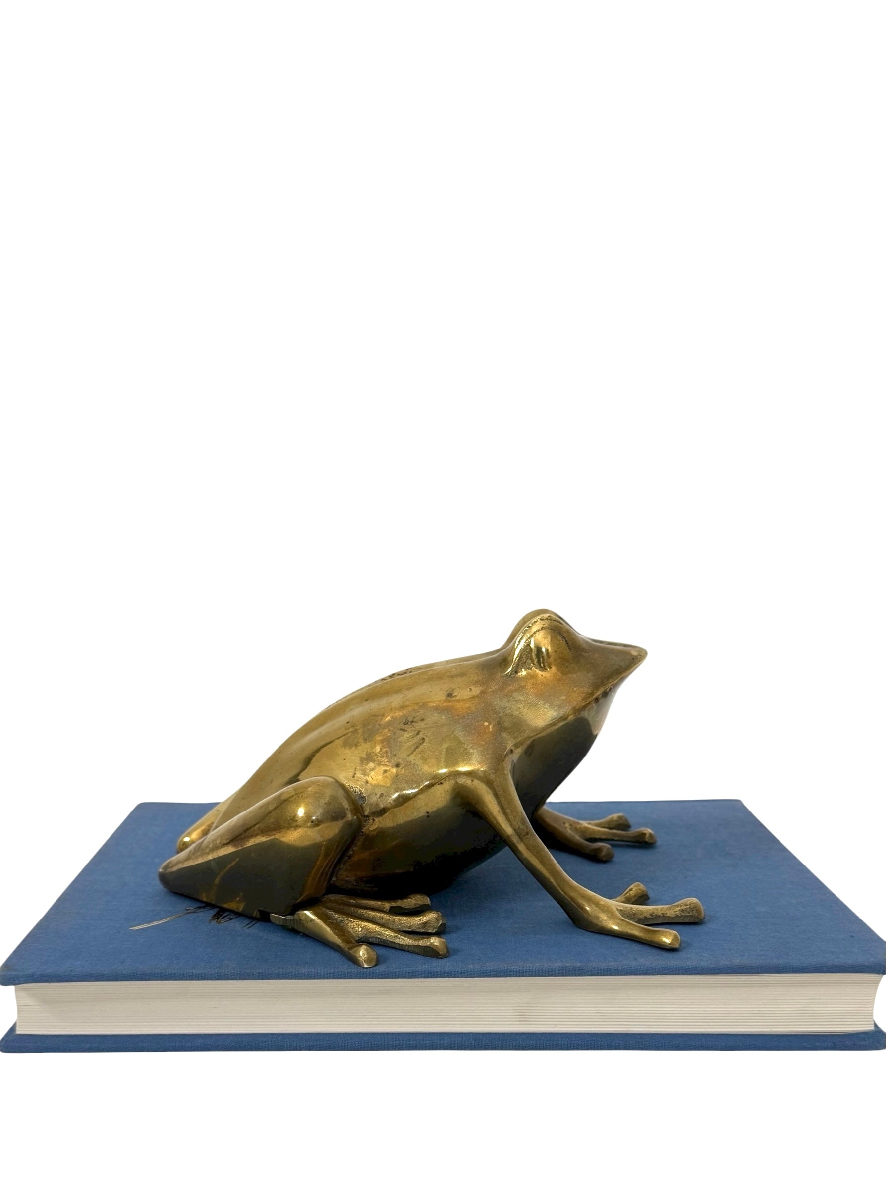 Vintage Brass Frog Figurine – Mid-Century Modern Toad Sculpture | Hollywood Regency Paperweight