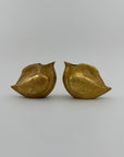 Vintage Brass Etched Bird Vases/Stash Pot/Small Planters – Set of 2