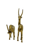 Rare Vintage Polished Brass Gazelle Pair | Mid-Century Modern Antelope Sculptures