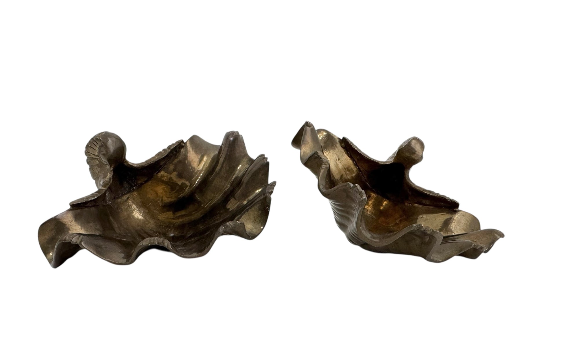 Vintage Brass Shell Dishes – Set of 2 Coastal Sculptural Accents