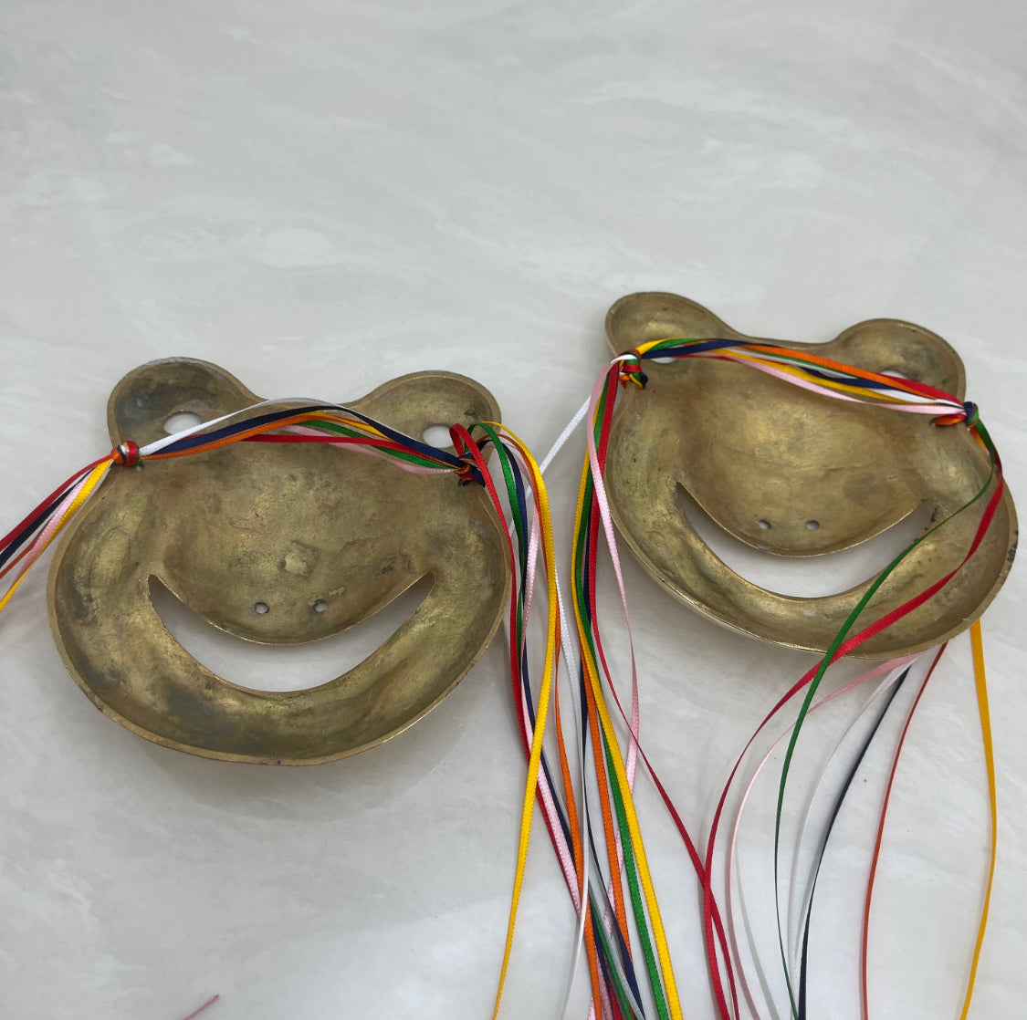 Vintage Brass Frog Masks-A Pair