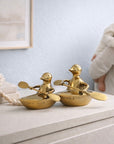 Vintage Brass Duck and Duckling Paddling Boats-A Pair