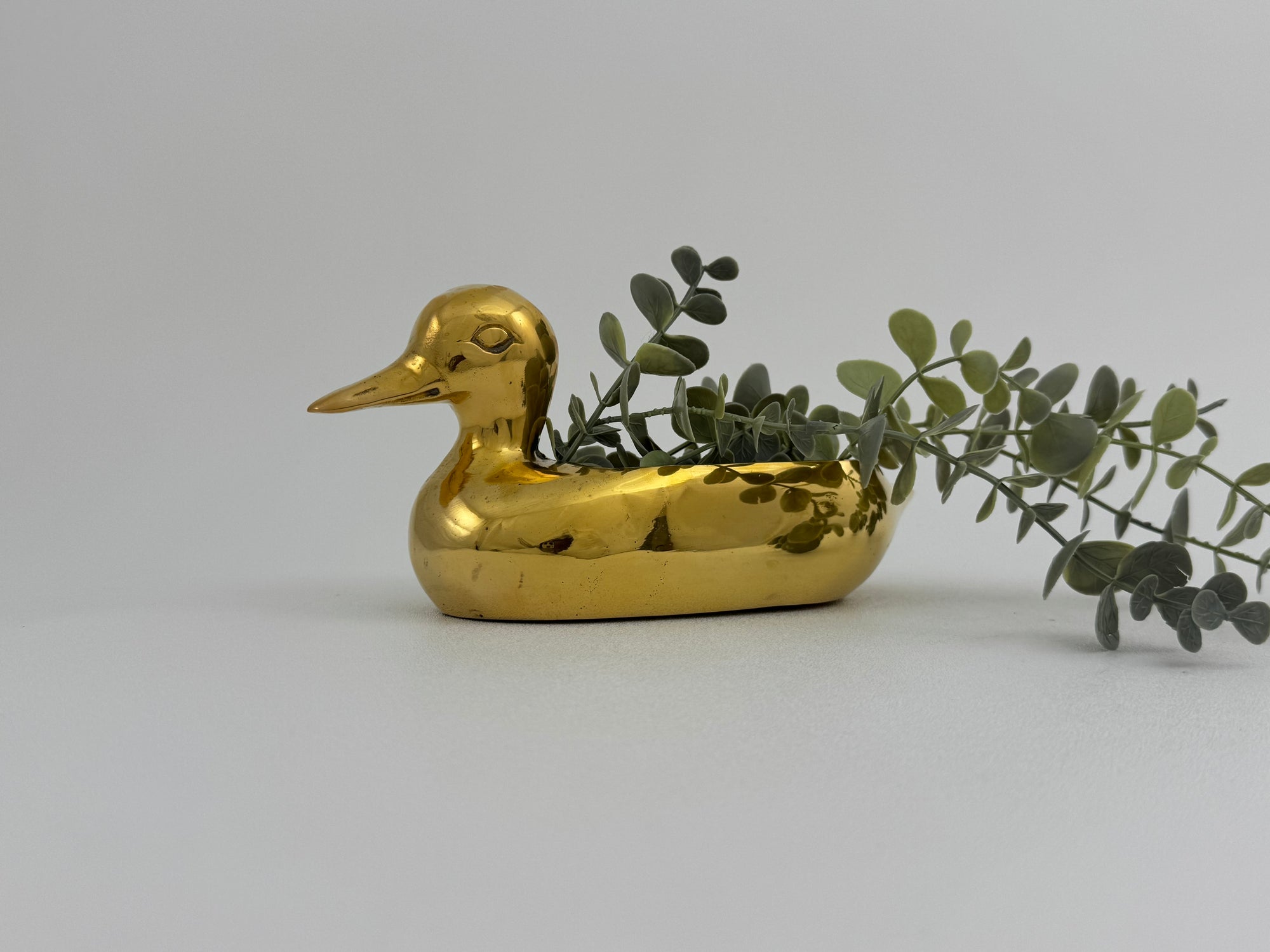 Vintage Brass Duck Stash Pot