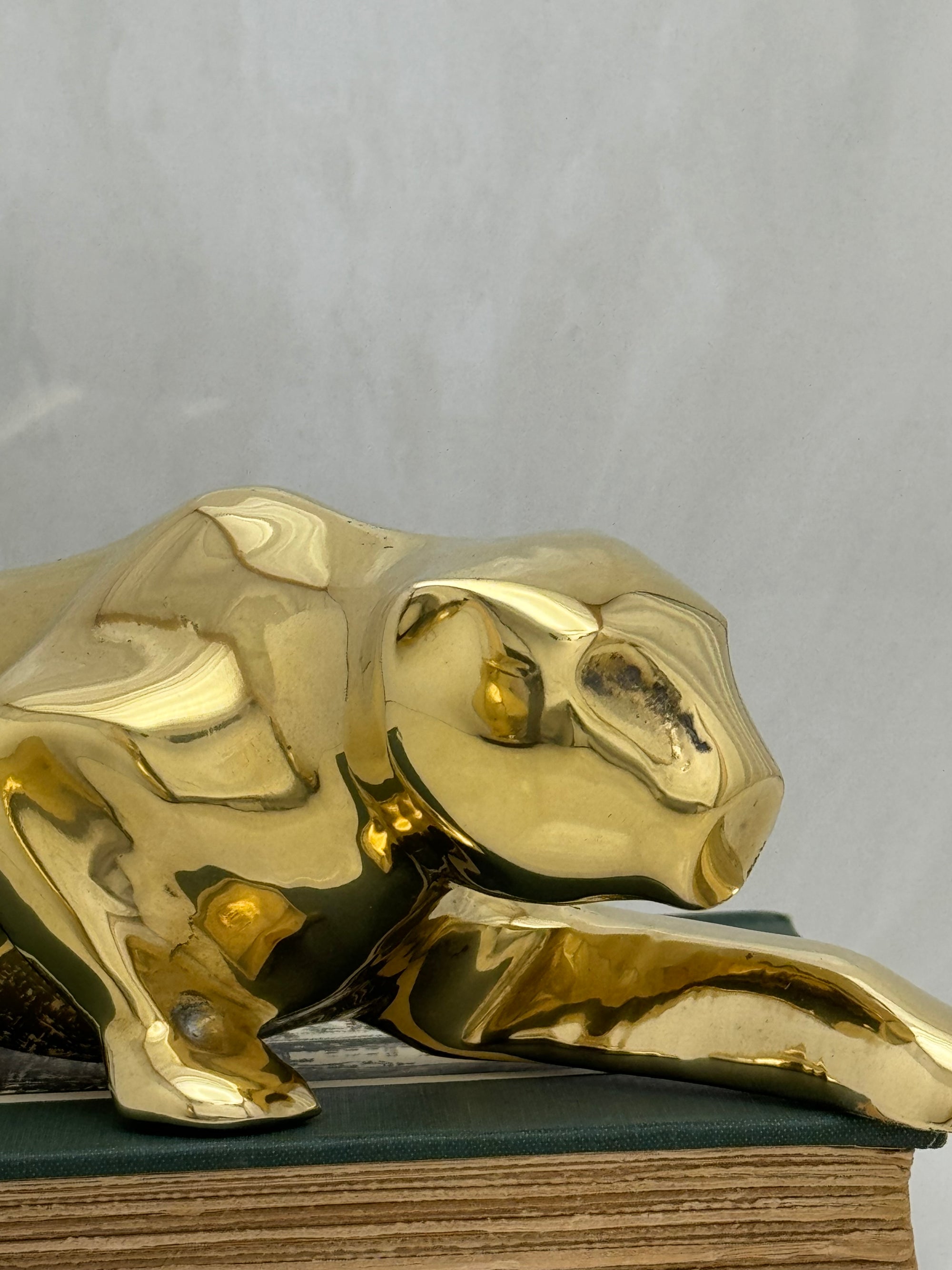 Vintage Brass Crouching Jaguar