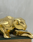 Vintage Brass Crouching Jaguar