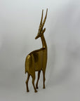 Dolbi Cashier Style Brass Gazelle Sculpture – 19” Tall Mid Century Modern Antelope – Statement Safari Decor