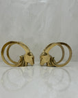 Vintage Brass Rams with Curled Horns-A Pair