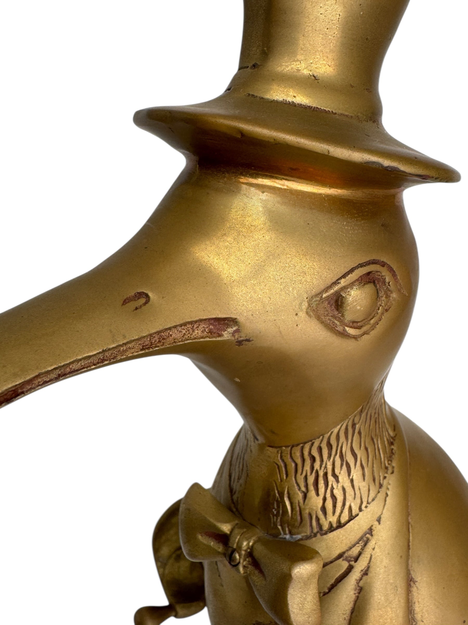 Vintage Brass Penguin Conductor with Baton – Whimsical Dapper Sculpture