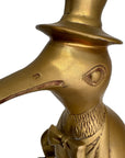Vintage Brass Penguin Conductor with Baton – Whimsical Dapper Sculpture