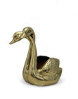 Vintage Brass Double Swan Planter