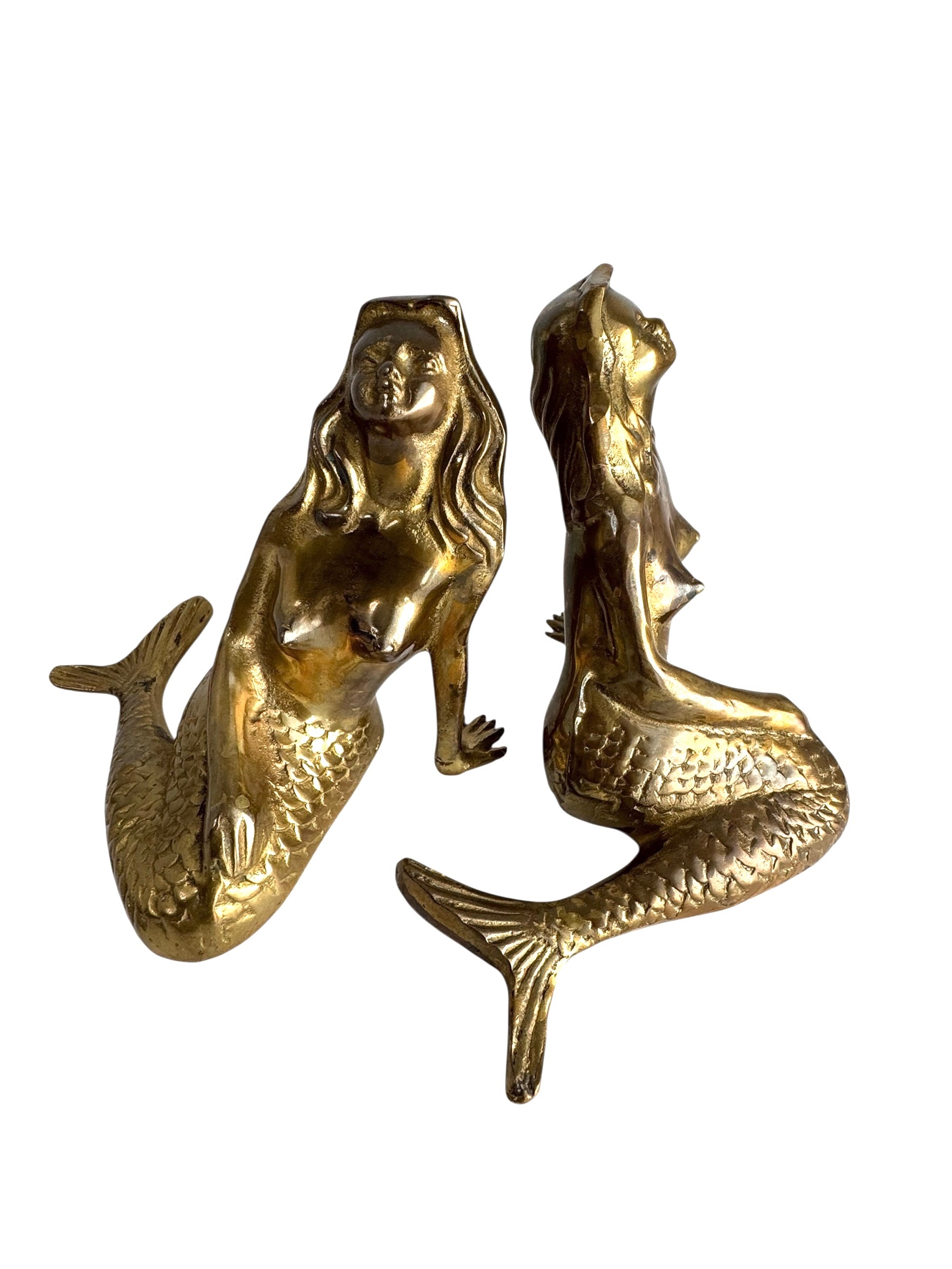 Vintage Brass Mermaid Pair