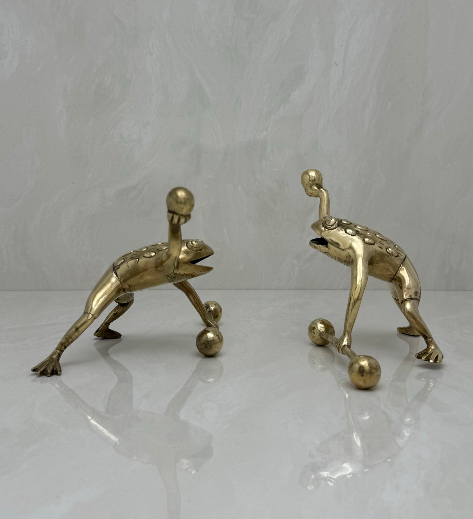 Vintage Brass Workout Frogs-A Pair