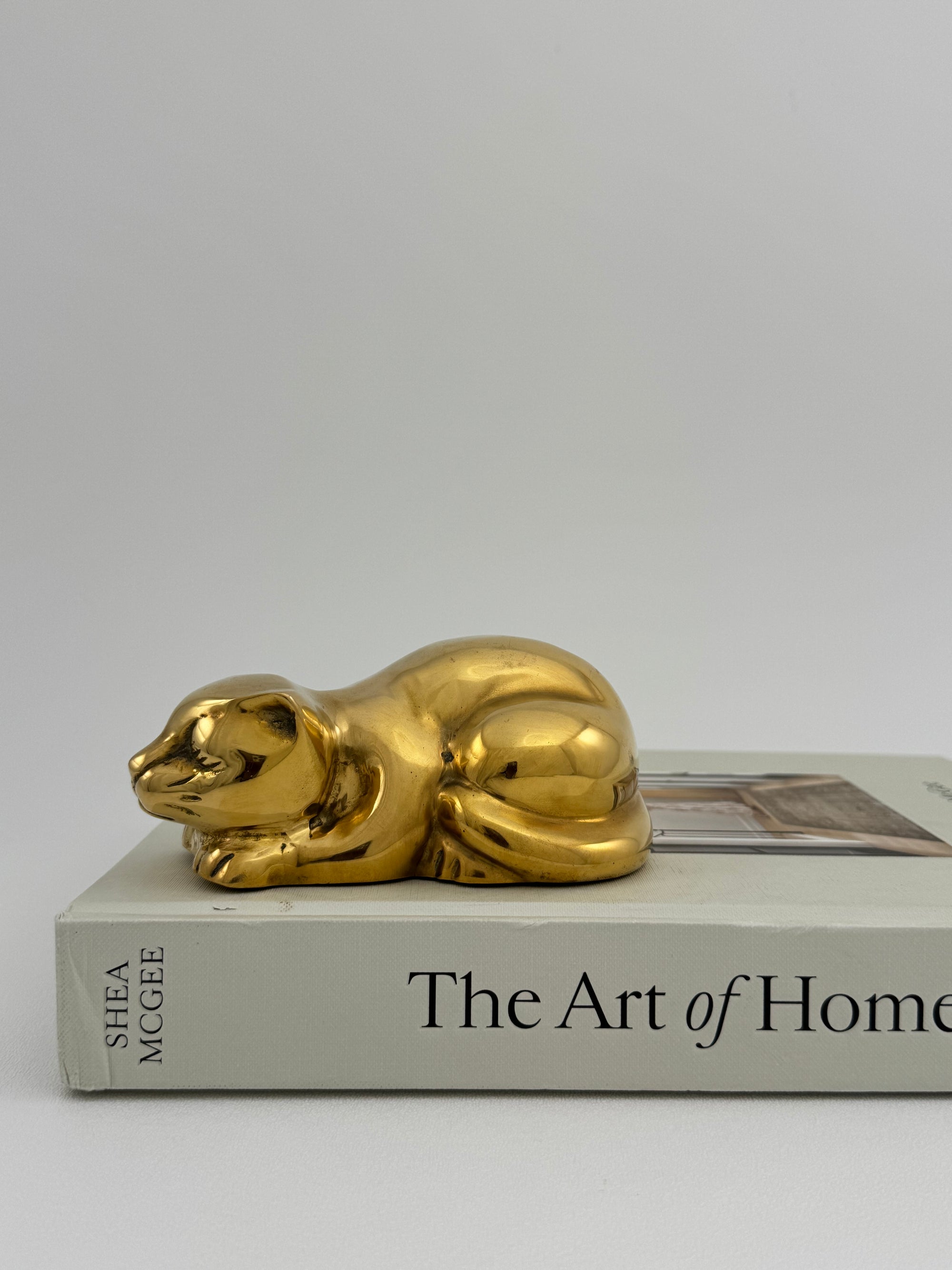 Sweet Vintage Brass Sleeping Cat