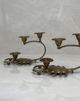 Naturally Aged Vintage Brass Scorpion Candelabras-A Pair